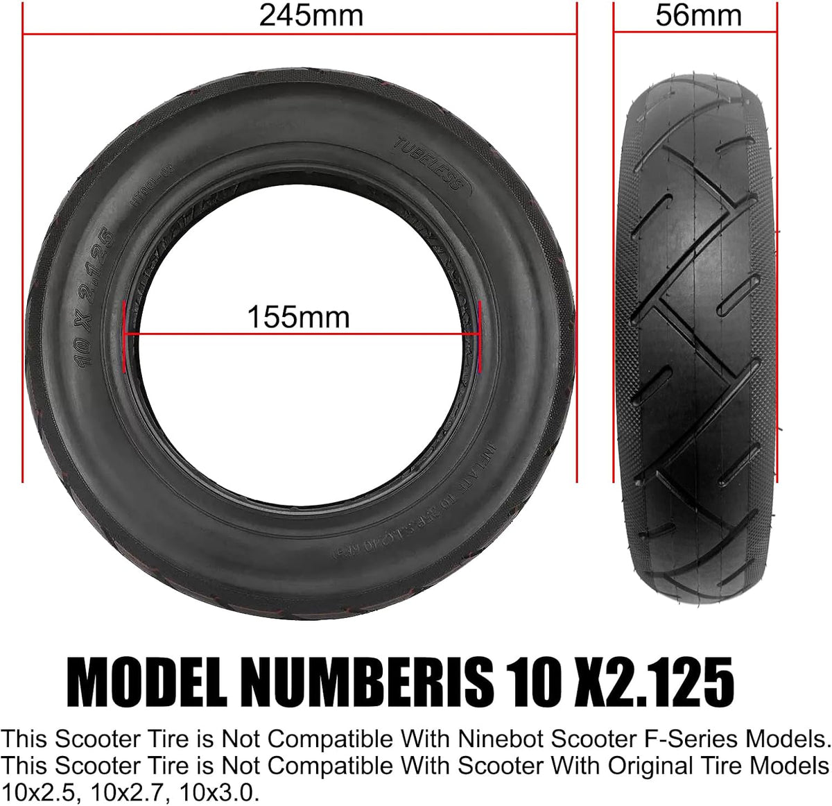 10 Inch Electric Scooter Tyres 10 x 2.125, Scooter Inner Tube and Tyre, Front/Rear Tires for Xiaomi Wheel Inflatable Tires Replacement