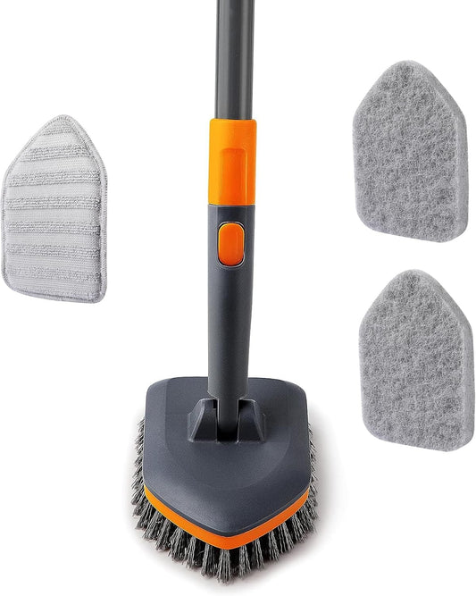 CLEANHOME Shower Scrubber,Floor Scrubbing Brush with Metal Handle