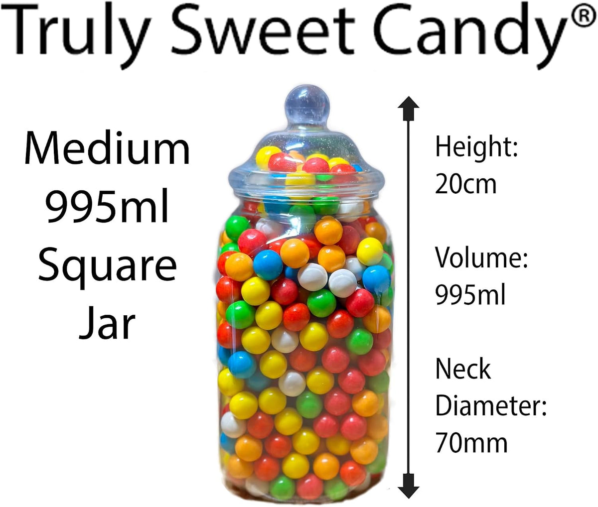 8 Assorted Empty Retro Plastic Sweet Jars for Candy Buffet - Just add sweets (White Lid)