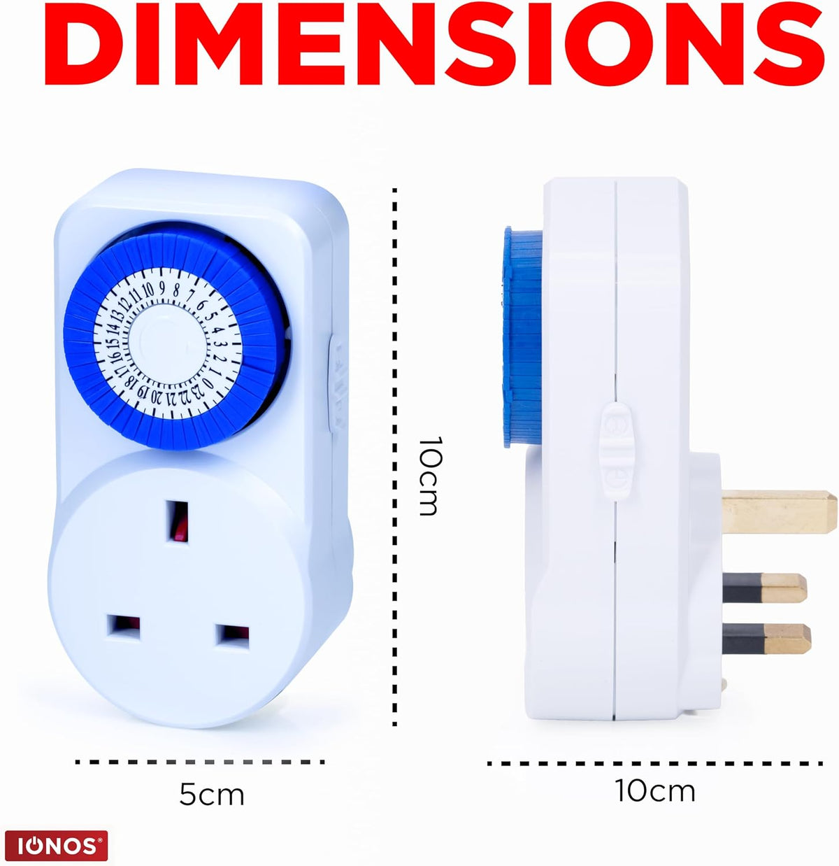 Status: IONOS 24 Hour Mini Timer Switch | 24 Hour Segment Timer Light Switch | White UK Plug | ION24HMINIT10 | Mechanical Option C