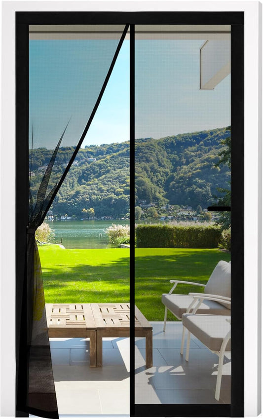 Fillis Magnetic Fly Screen Doors 90x200cm, Mosquito Proof Door Curtains, Fiberglass Mesh with Full Frame Hook and Look, Keep Insects Out