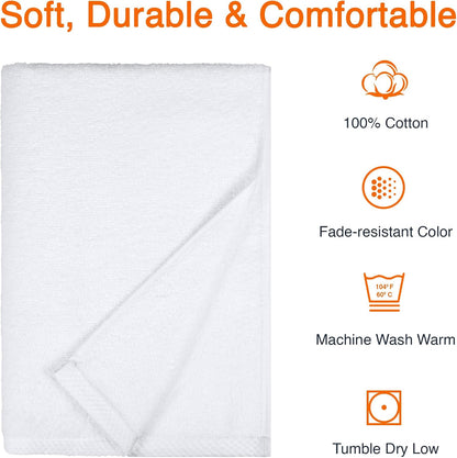 Amazon Basics Bath Towels, 100% Cotton Quick Dry Towel Set, Soft and Absorbent, 70 x 140 cm, White, 2-Pack