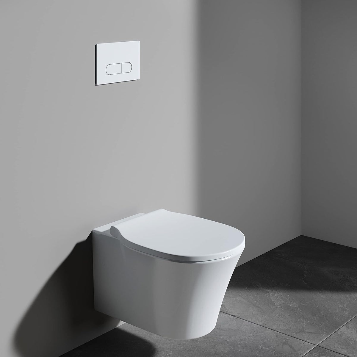 Ideal Standard Oleas Toilet Flush Plate, Dual Flush Technology via Mechanical Release, Easy Operation and Durable Design (Square/Round) – White (234x8.5x154 mm)