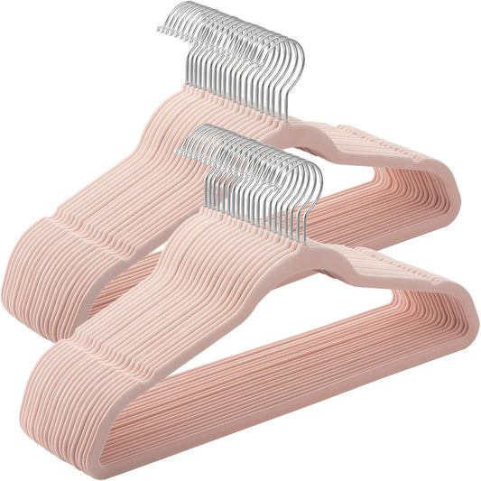SONGMICS Set of 10 Velvet Hangers, 41.5 cm Wide, Space-Saving, High Load Capacity, with 360° Swivel Hooks, for Coats Shirts Suits, Pink and Silver CRF026P03 (Copy)