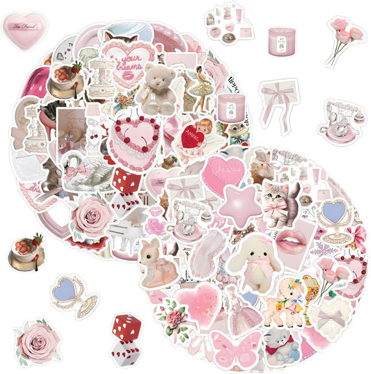 240 Cute Pink Girl Stickers - Creative Graffiti, DIY Decorative, Waterproof Scrapbook - Suitable for Books, Laptops, Water Bottles