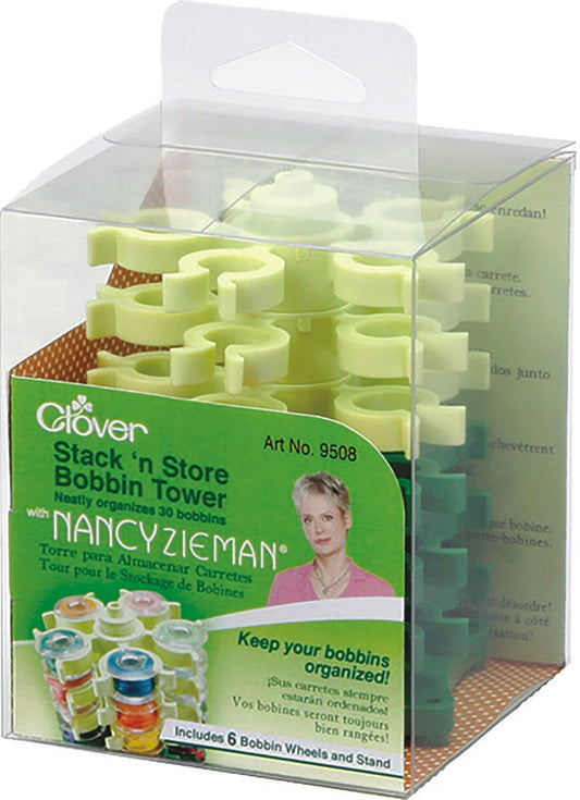 Clover Stack n Store Bobbin Tower, Elastomer, Green, 1 (package may vary), 3.5"X3.75"