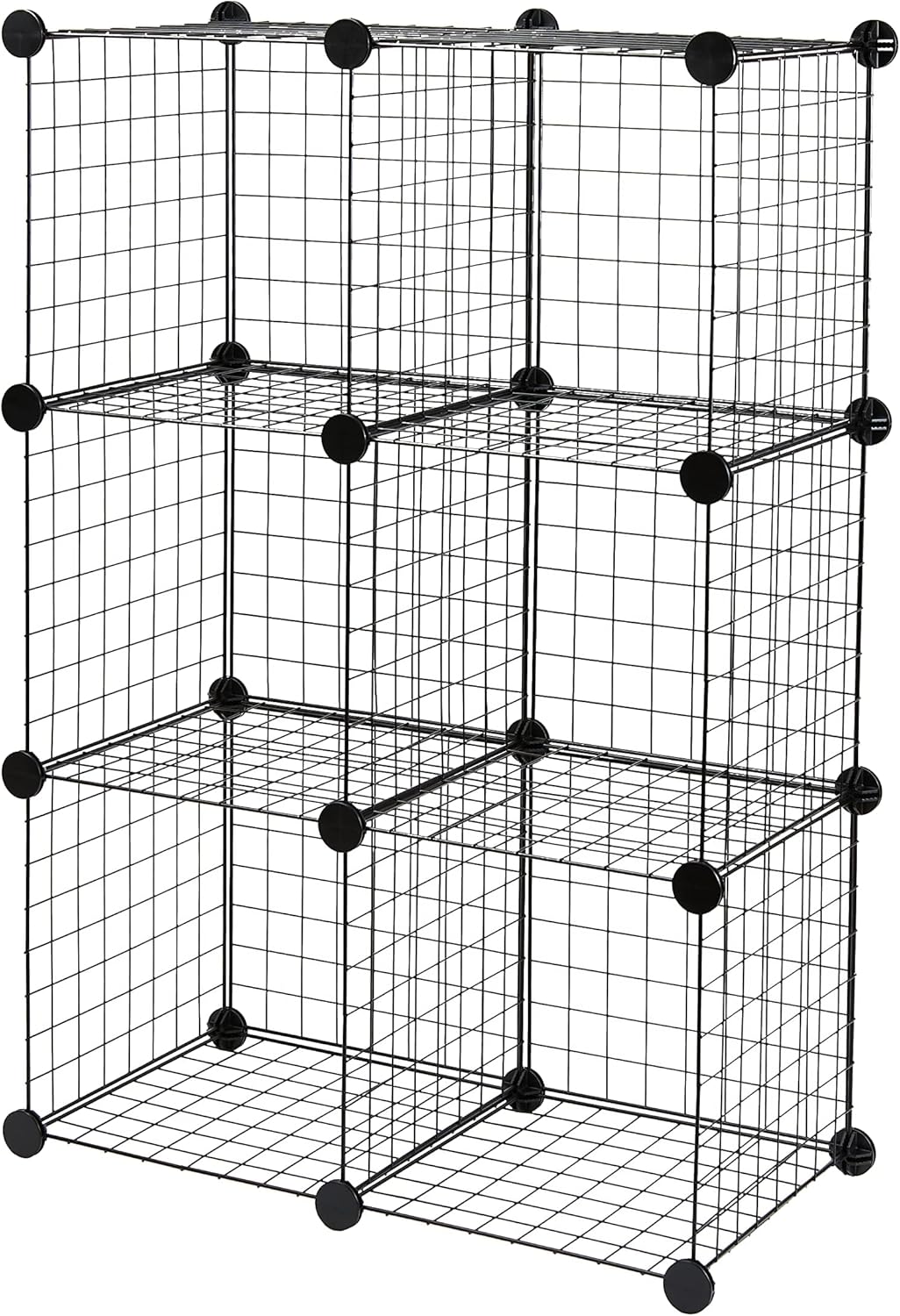 Amazon Basics 6 Cube Wire Grid Stackable Storage Shelves, Black, 66 x 32 x 96.5 cm