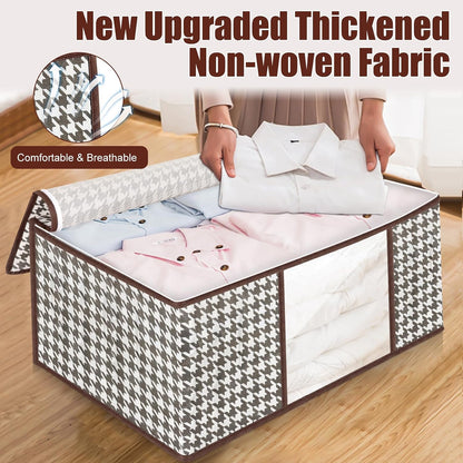 75L Storage Bags, 3 PCS Large Storage Bags Boxes With Lids, Foldable Clothes Storage Organiser, Breathable Thick Fabric Moving Bags For Clothes, Blanket, Comforters, Bedding