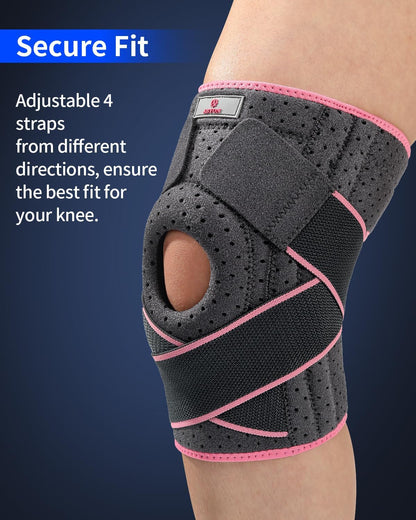 Knee Support 4XL/5XL, Adjustable Non-Slip Knee Brace with Side Stabilizers and Open Patella Gel Pad for Arthritis, Meniscus Tears, LCL/MCL/ACL Ligament Joint Pain (4XL/5XL)