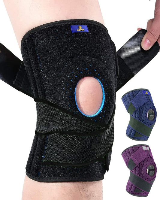 ABYON Knee Support for Men and Women, Adjustable Non-Slip Knee Brace with Side Stabilizers and Open Patella Gel Pad for Arthritis, Meniscus Tears, LCL/MCL/ACL Ligament Joint Pain (4XL/5XL)