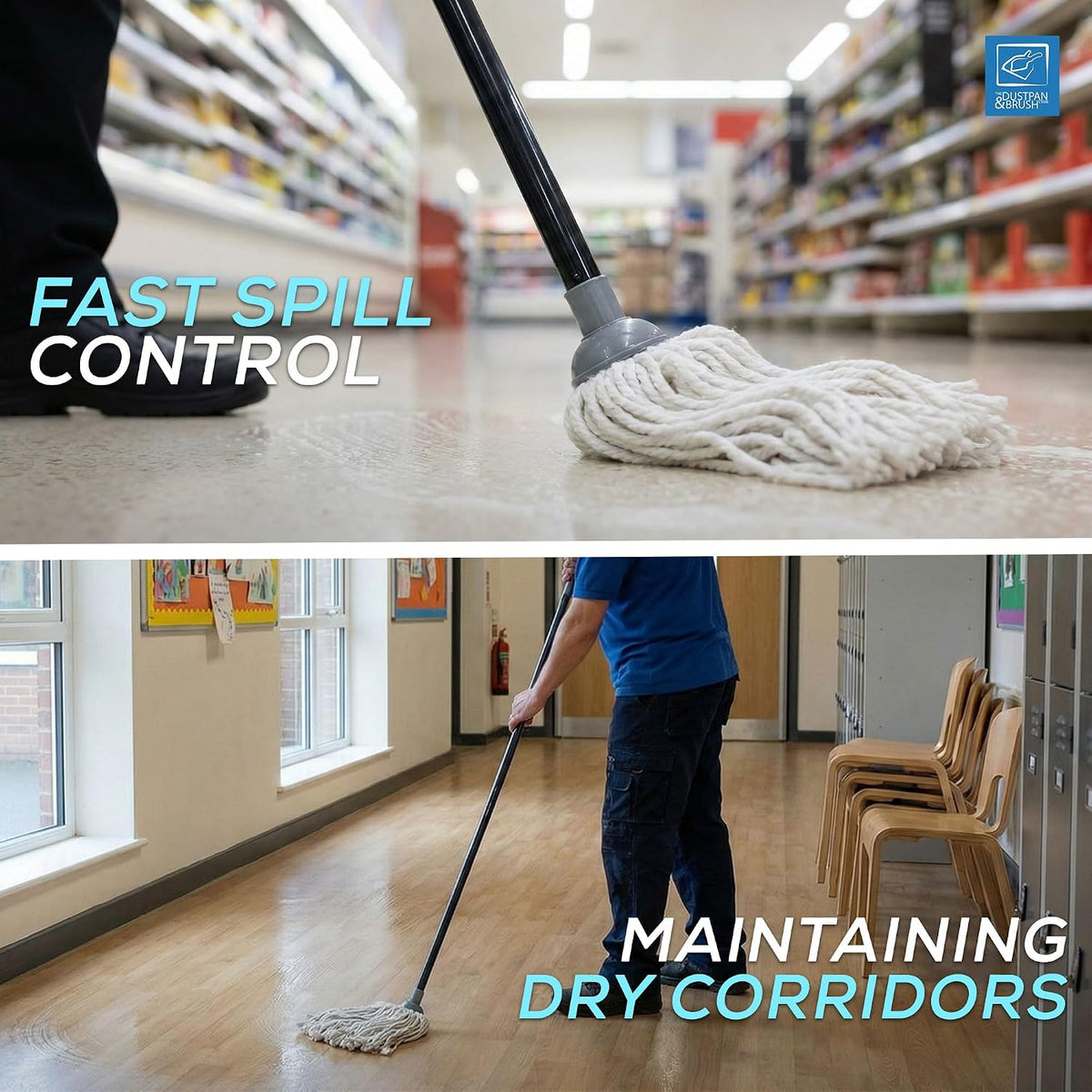 Cotton Floor Mops Mop System with Super Absorbent Cotton Head, 110cm Metal Handle and Extra Head Refill Effective Cleaning For Home, Office and Commercial Use