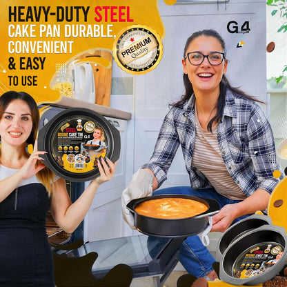 2 Pack 8 Inch Non-Stick 20cm Cake Pan for Baking – Non Stick Round Cake Tin Oven Safe Cake Pan
