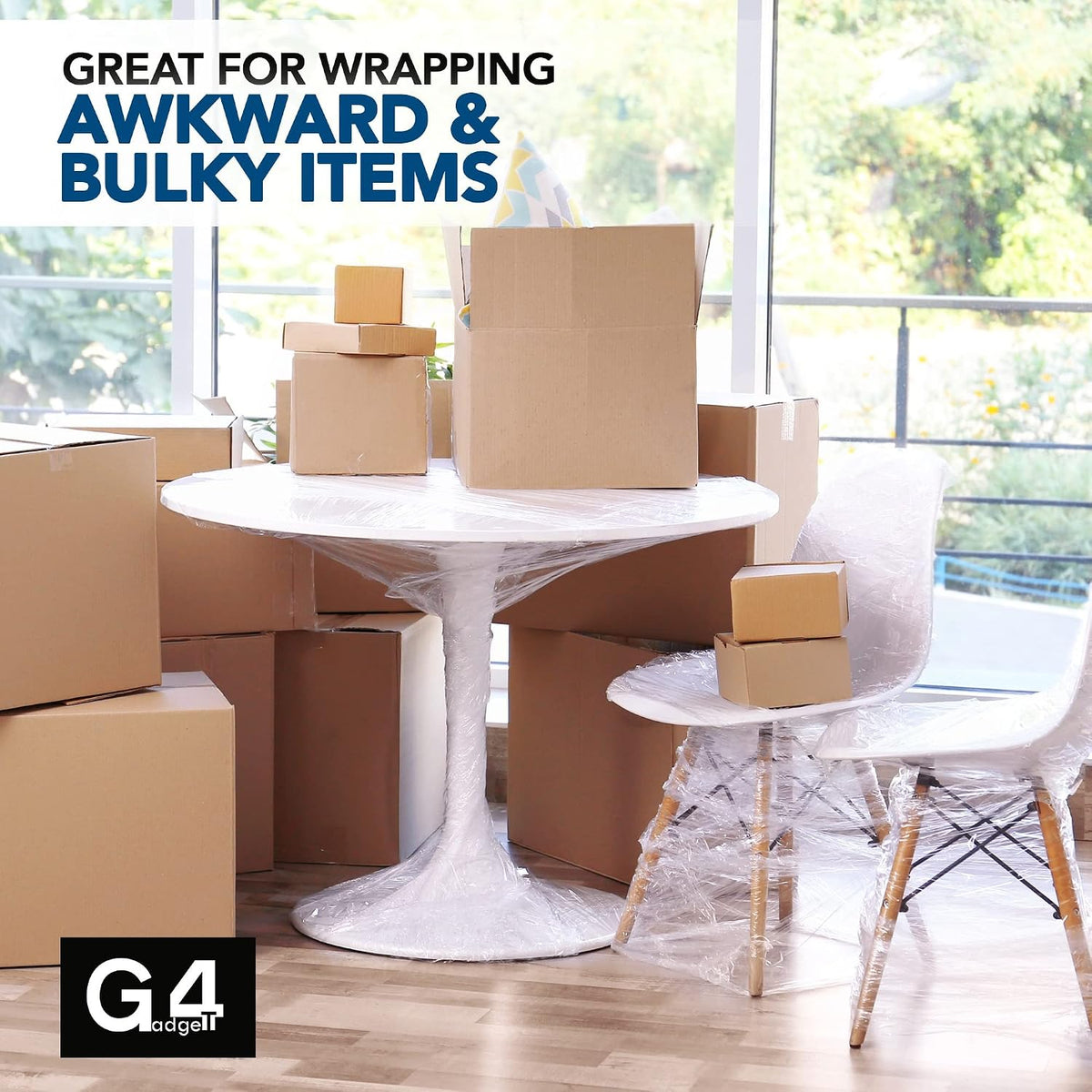 Heavy Duty Strong Pallet / StretchWrap / Shrink Wrap Packaging Cling Film - 400mm x 220m Pallet Stretch Wrap for Moving Home, Furniture, Luggage and Parcel