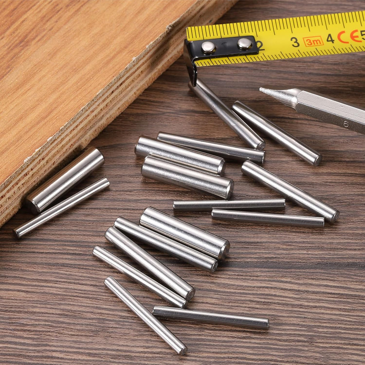 sourcing map 25 Pcs 4mm x 20mm Shelf Pins, Shelf Pegs Shelf Dowel Pins, Adjustable Shelf Support Pins Fasten Elements Stainless Steel Silver(0.15 x 0.78 Inch)