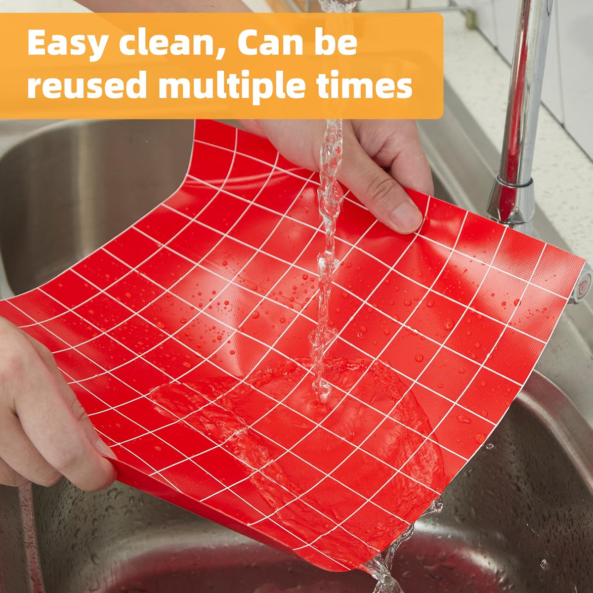 Silicone Baking Mat Roll 16IN*5FT, Non-Slip, Non-Stick, Reusable, Free Cutting, Oven Liner, Counter Mat, Freeze Dryer Mat, Red, Rectangular