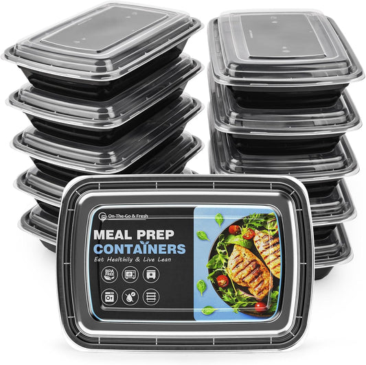GUANFU [20 Pack Meal Prep Containers with Lids, 1 Compartment BPA Free Reusable, Microwave, Freezers & Dishwashers Safe Plastic Food Storage Boxes (28 oz)