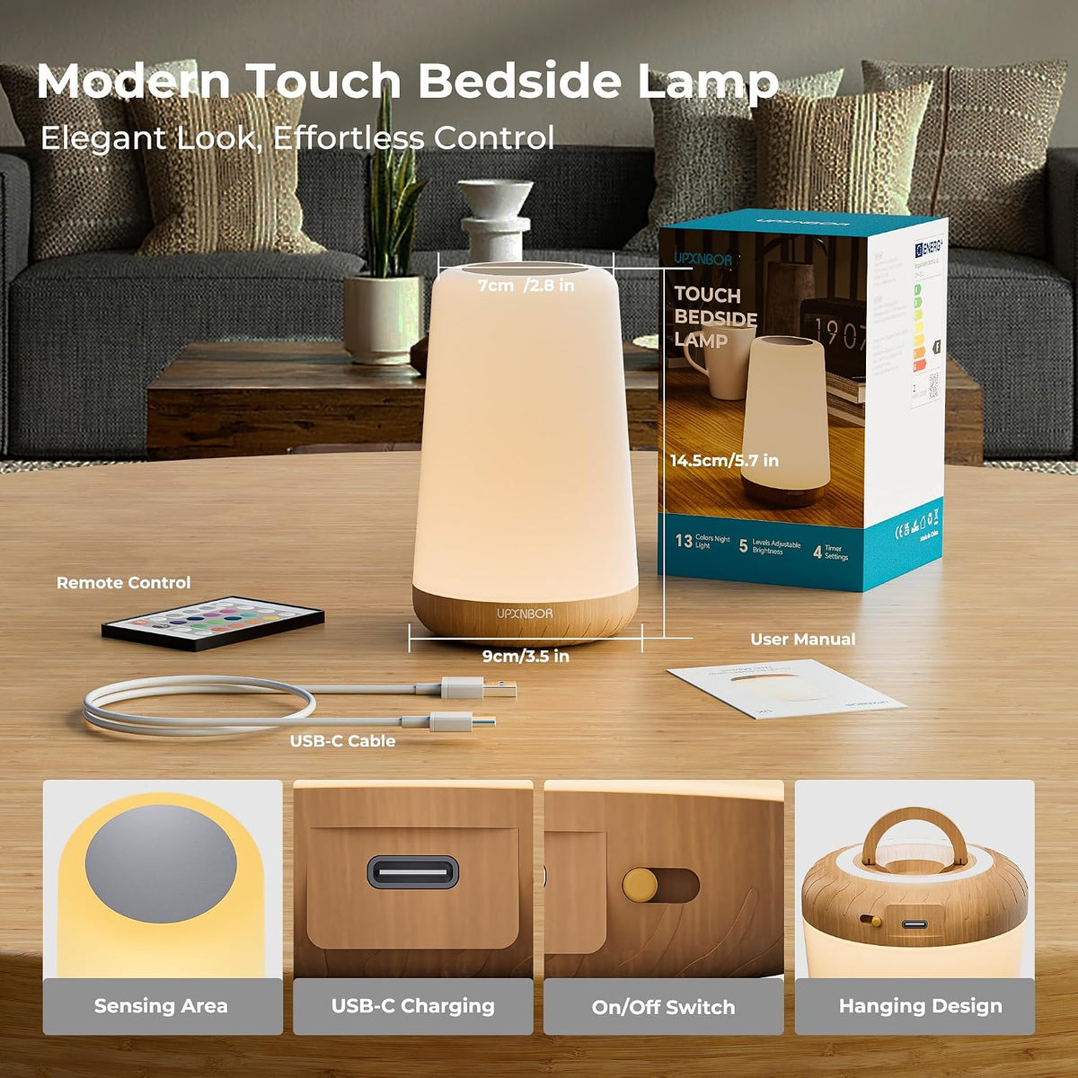 Night Light, LED Touch Silicone Bedside Lamp for Bedroom, Living Room & Kids
