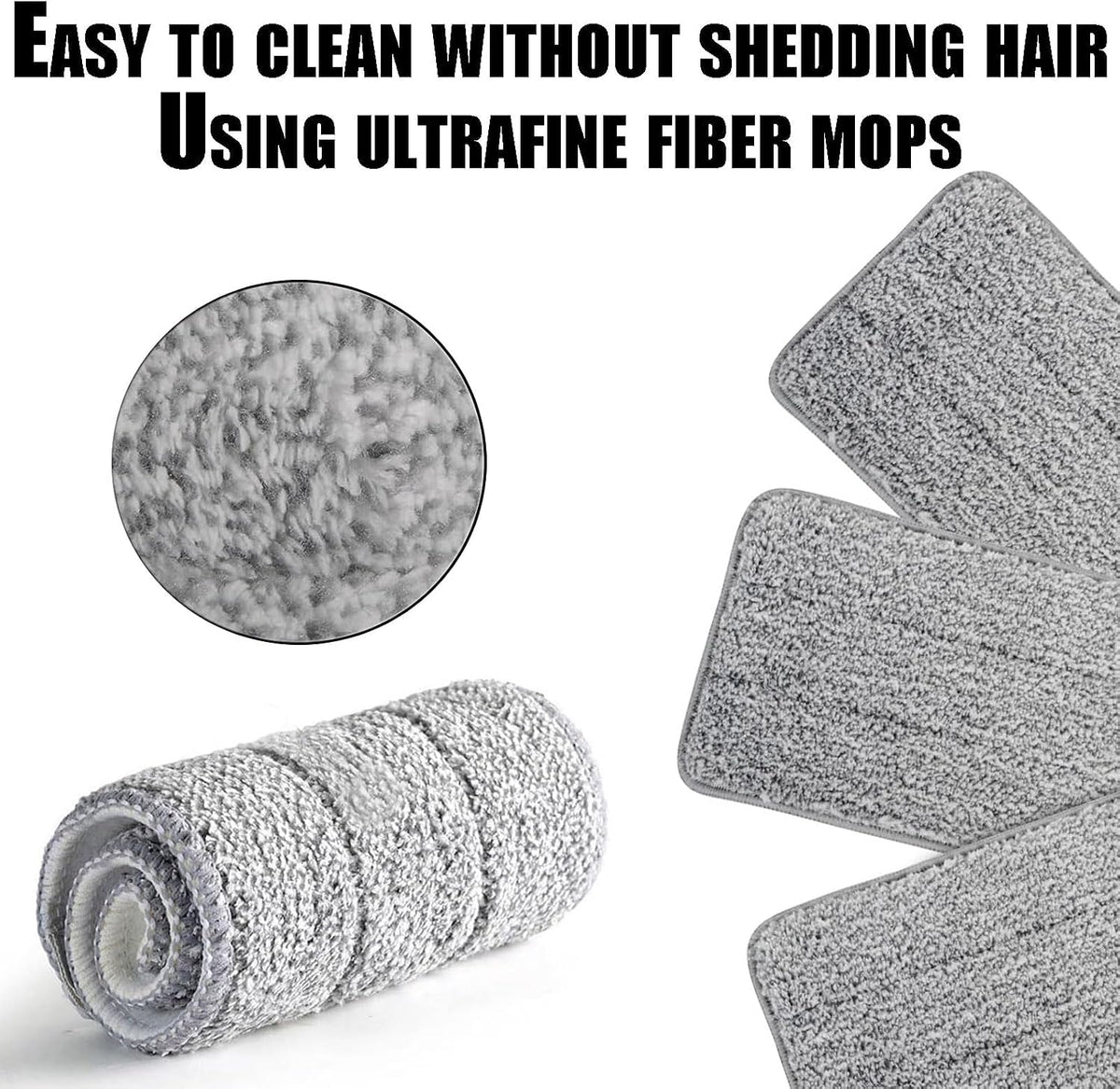 10 Microfibre Mop Pads, Washable Dry/Wet Replacement for All Spray Mops, Fit for Hardwood, Marble, Tiles, Laminate (Grey)