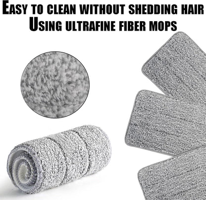 10 Microfibre Mop Pads, Washable Dry/Wet Replacement for All Spray Mops, Fit for Hardwood, Marble, Tiles, Laminate (Grey)