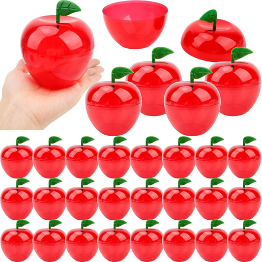30 Pack Apple Container with lid Plastic Red Apple Container Bulk Apple Candy Jar for Snacks and Candy Storage Valentine Christmas Wedding Easter Party