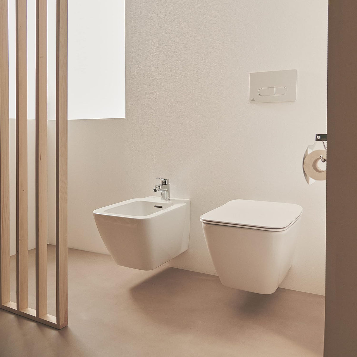 Ideal Standard Oleas Toilet Flush Plate, Dual Flush Technology via Mechanical Release, Easy Operation and Durable Design (Square/Round) – White (234x8.5x154 mm)