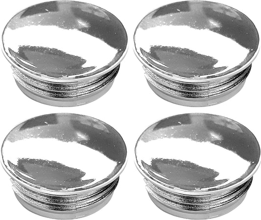 cyclingcolors 4 x Chrome Lamellar Plugs, Round, 30 mm Silver Rubber Grip