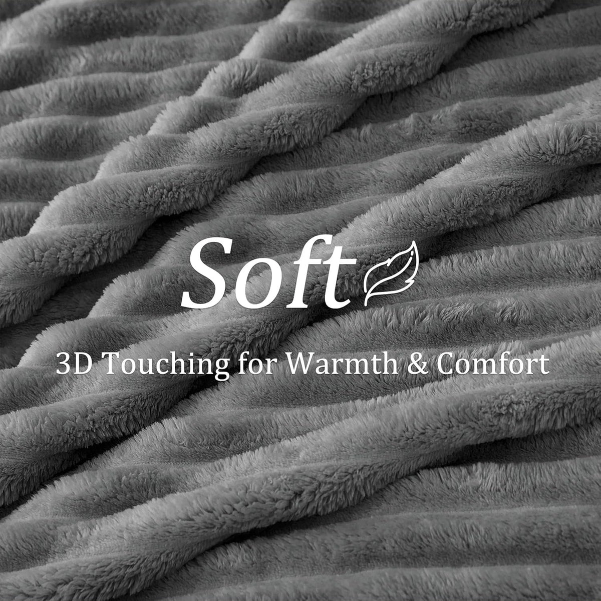 BEDELITE Fluffy Fleece Blanket Cosy Soft Throw, 274x229 cm, Grey
