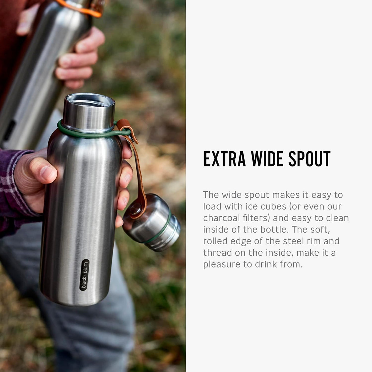 Black + Blum Insulated Wide Spout Water Bottle | Leak Proof | 500ml | Olive