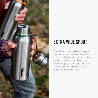 Black + Blum Insulated Wide Spout Water Bottle | Leak Proof | 500ml | Olive