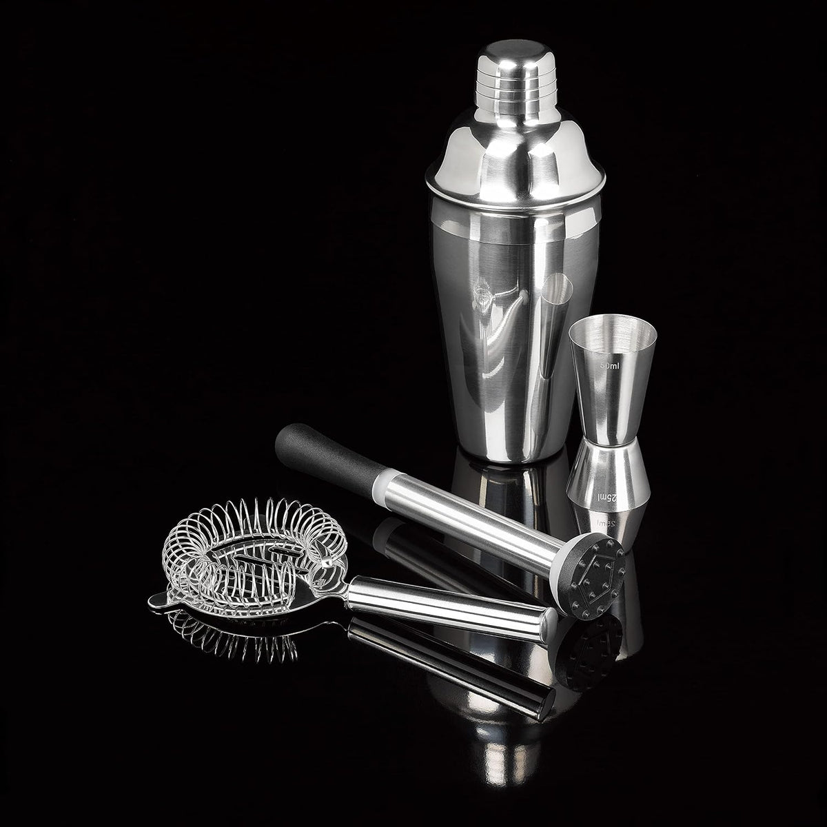 Tala Stainless Steel Cocktail Jigger - Dual Spirit Measuring Cup for Home Bar - Single & Double Shot Measure, 25ml & 50ml, Silver