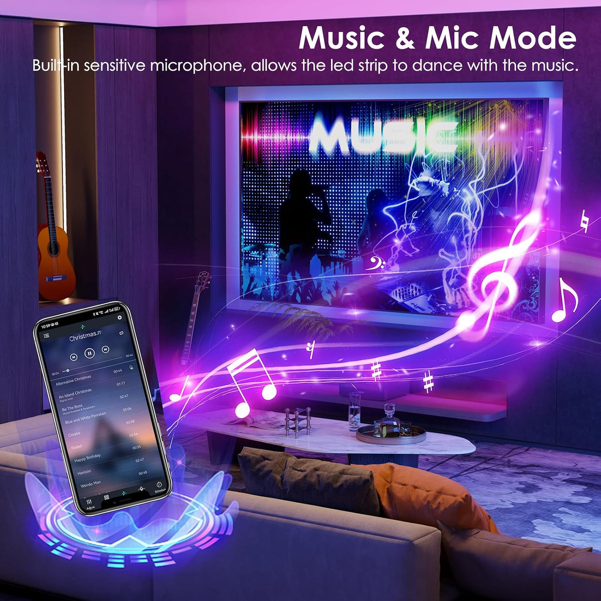 HOVVIDA LED Strip Lights 20M, 2x10M, 30 LEDs/Meter, RGB 24V LED Strip, 600 LEDs, APP and Remote Control, Music Sync, Timing Mode, LED for Room, Game Room, Party