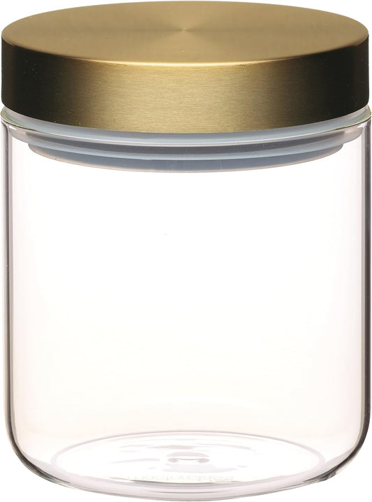 MasterClass Airtight Glass Food Storage Jar with Brass Lid, 700 ml (1.25 pts)