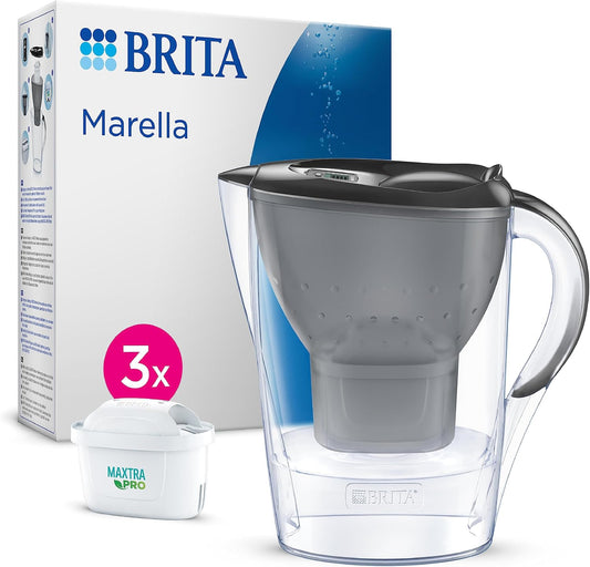 BRITA Water Filter Jug MAXTRA Marella, 3x Pure Performance cartridges
