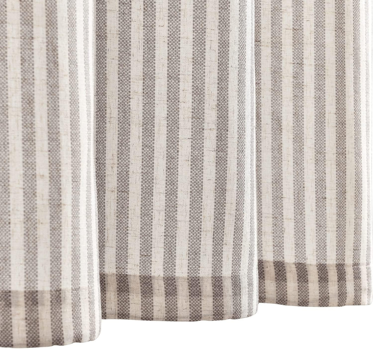 TOPICK Grey Striped Kitchen Curtains, Cafe Curtain 2 Panels, W26xL24 Inch
