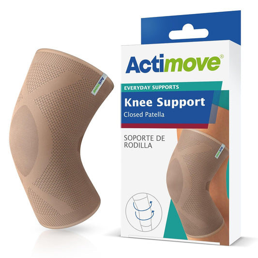 Actimove Everyday Supports Knee Support Closed Patella for Men and Women XLarge– Helps with Pain Relief and Swelling – For Chronic Knee Pain and Overuse Knee Injuries – Left/Right Wear – Beige, XLarge