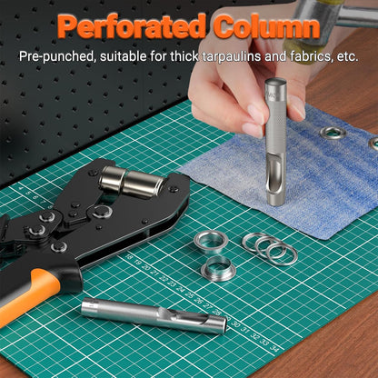 Eyelet Punch Kit,300 PCS of 10mm Grommets,Preciva Ratcheting Pliers Grommet Kit with Leather Hole Punch,Complete Eyelet & Grommet Kit for Tarpaulin Eyelets,Grommet Machine Hand Press Tool for PVC