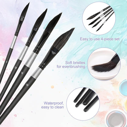 4pcs Dagger Tip Artists Paint Brushes Set, Watercolour Brushes | Specialist Watercolour Brushes for Acrylic, Gouache, Inks, Fine Detail or Broad Strokes. It offers a practical.