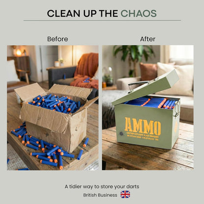 Army Ammo Tin decorative Storage Box & bedroom accessories. Cool military style treasure, Dad keepsake memory snack sweets box. Neatly store small bits & bobs. Great for any light storage needs.