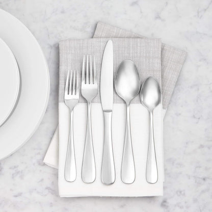 Amazon Basics Stainless Steel Dinner Forks with Round Edge, Dishwasher Safe, Pack of 12, Silver