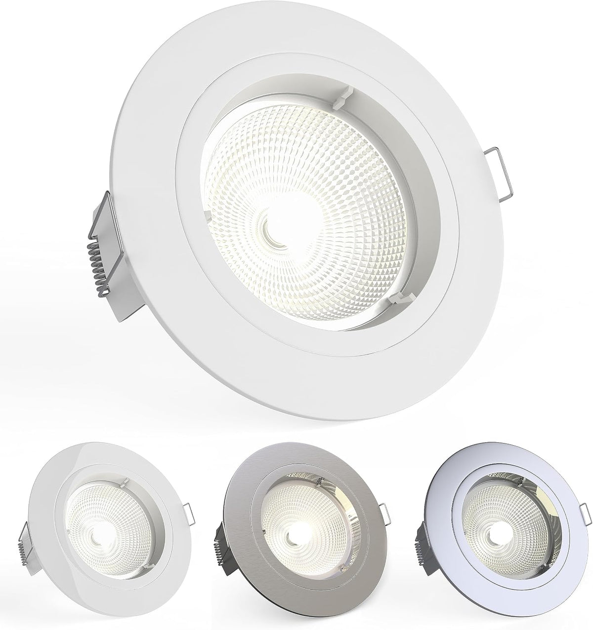National Lighting Recessed Lighting - Mains Powered LED Spot Lights Downlights for Ceiling - IP20 Rated GU10 Fitting for Halogen or LED - Matt White Finish, Fixed Version