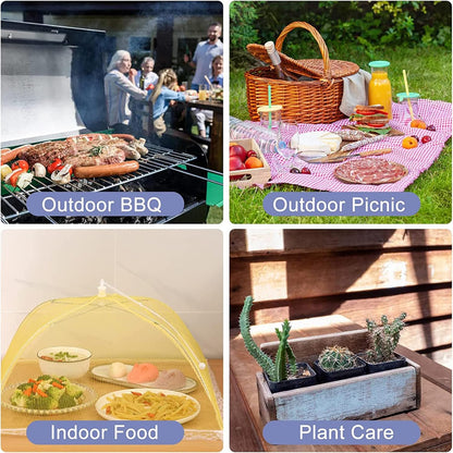 3 Pack Food Covers Mesh Nets Tents Foldable Umbrella Pop up Net Dome Outdoor Food Storage Protector Collapsible Domes for Fruit Dish Picnic Outside Fly Mosquitoes Bugs - 14 Inch