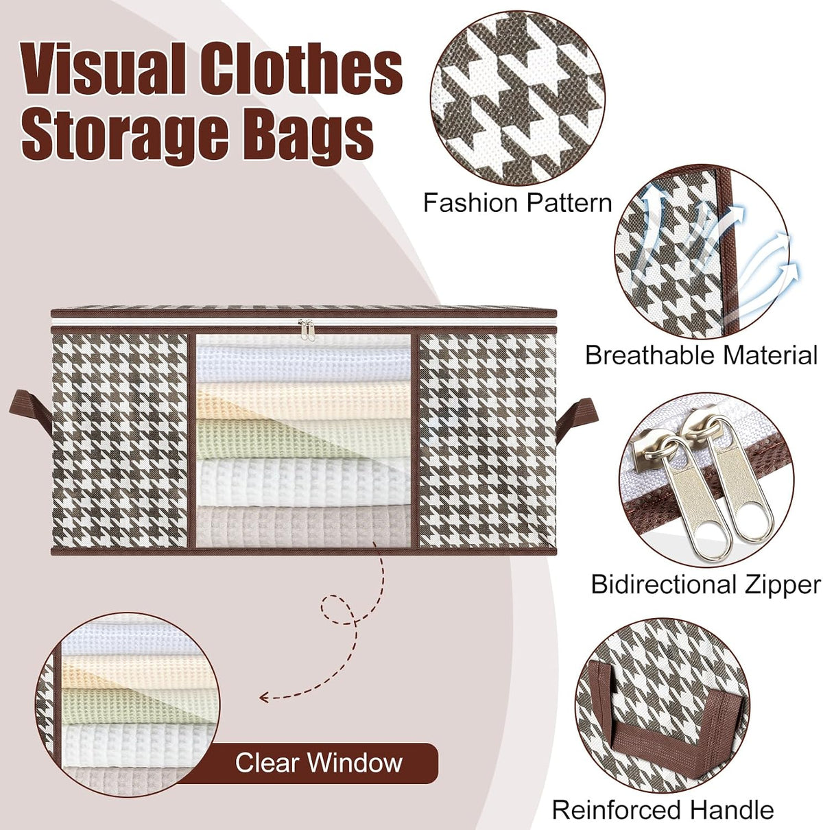 75L Storage Bags, 3 PCS Large Storage Bags Boxes With Lids, Foldable Clothes Storage Organiser, Breathable Thick Fabric Moving Bags For Clothes, Blanket, Comforters, Bedding