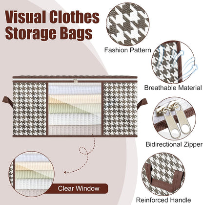 75L Storage Bags, 3 PCS Large Storage Bags Boxes With Lids, Foldable Clothes Storage Organiser, Breathable Thick Fabric Moving Bags For Clothes, Blanket, Comforters, Bedding