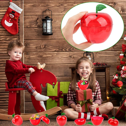 30 Pack Apple Container with lid Plastic Red Apple Container Bulk Apple Candy Jar for Snacks and Candy Storage Valentine Christmas Wedding Easter Party