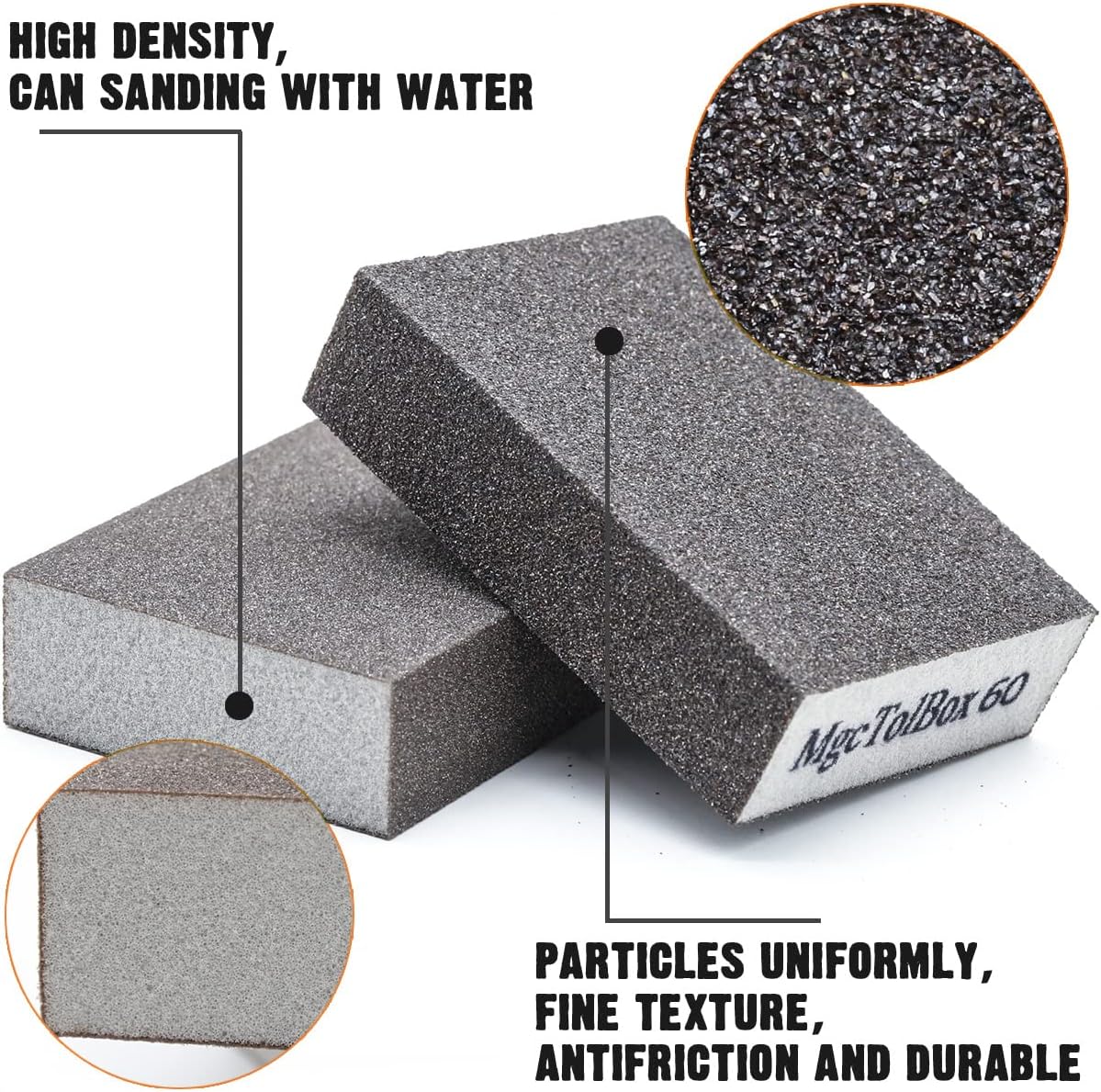 6pcs Sanding Blocks, Sanding Sponges-6 Different Specifications for Softwood, Paint on wood, Metal, Wall Polishing, Accessories Hand Sanding
