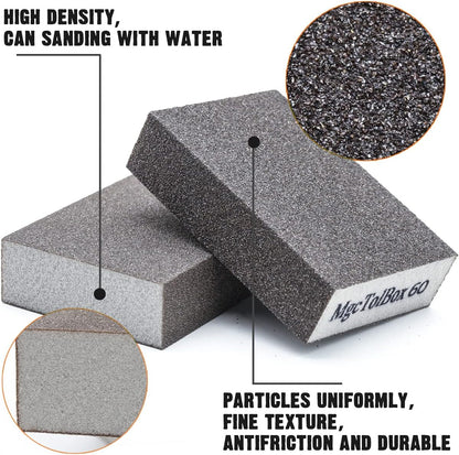 6pcs Sanding Blocks, Sanding Sponges-6 Different Specifications for Softwood, Paint on wood, Metal, Wall Polishing, Accessories Hand Sanding