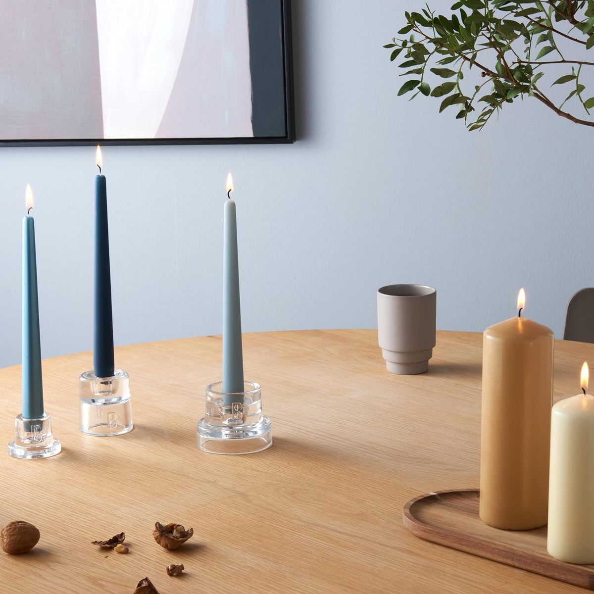 Bolsius Tapered Candles - Metallic Blue - 4-Pack - 24.5 cm - Decorative Household Candles - Burning Time of 7 Hours - Unscented - Includes Natural Vegan Wax - Without Palm Oil
