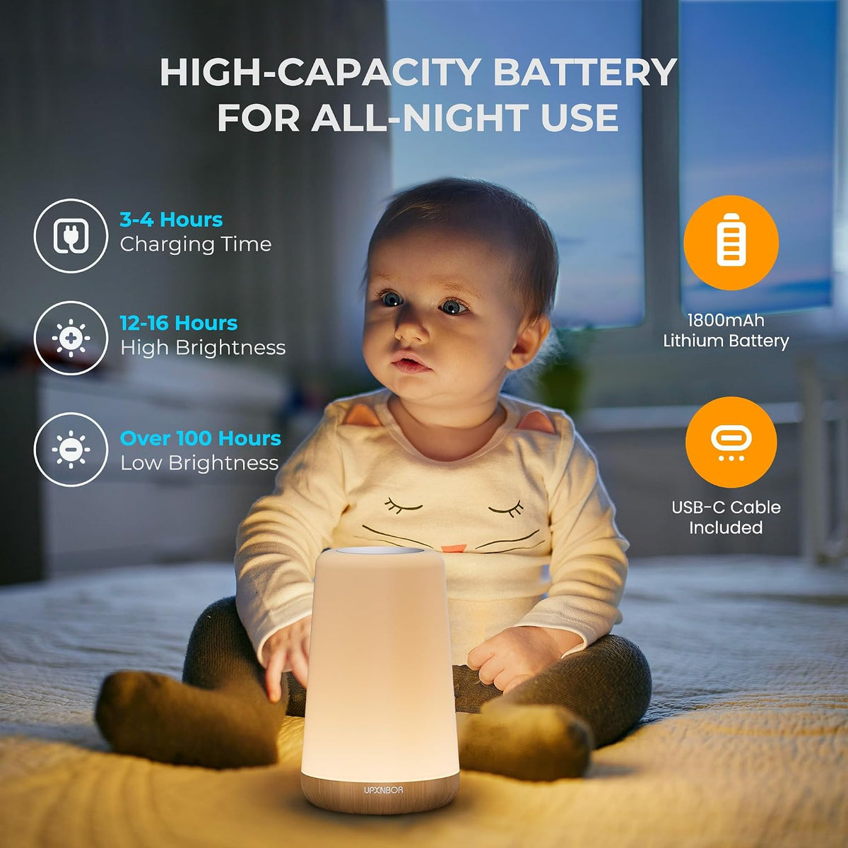 Night Light, LED Touch Silicone Bedside Lamp for Bedroom, Living Room & Kids