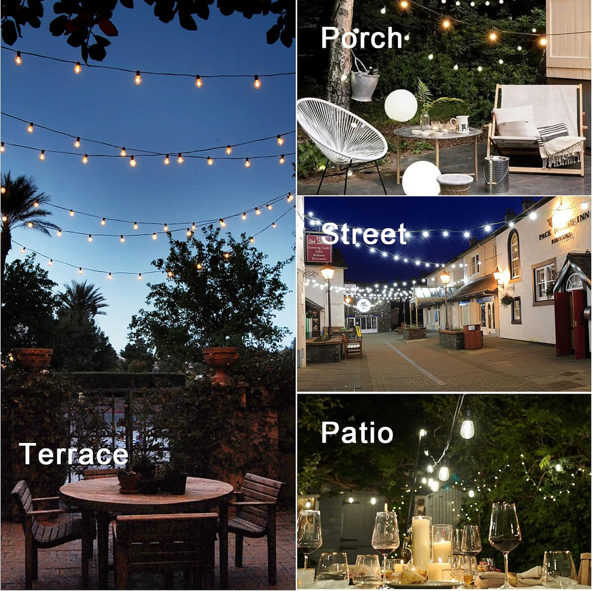 Outdoor LED String Lights Mains Powered 7.6M/25 FT G40 Globe Garden Patio String Festoon Lights with 12+1 Shatterproof Waterproof LED Plastic Bulbs for Garden Patio Pergola Bar Yard Wedding Party