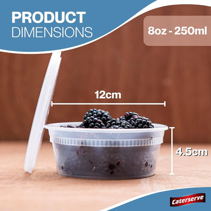 Caterserve 24 Small Plastic containers with Lids - Food Storage Container Set - Leakproof Meal Prep Containers - Reusable and Dishwasher Safe - Microwave and Freezer Safe Food Storage Tubs- 8oz- 236ml
